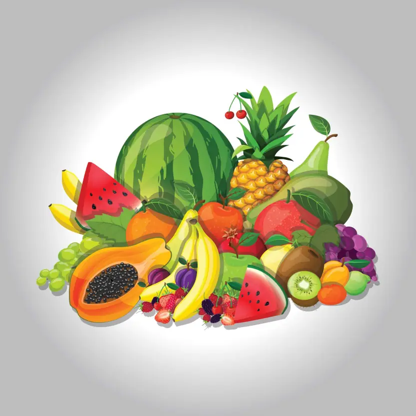 Free vector fruits set still life illustration