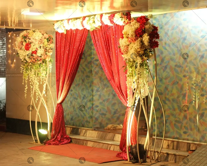 Floral Wedding Decoration Element Lights Entrance in night view