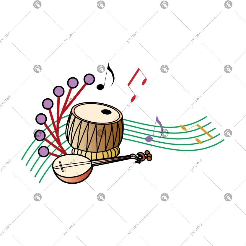 Indian Musical Instruments Vector Graphic