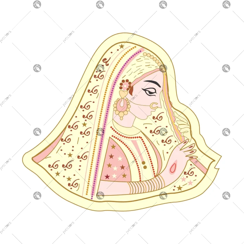 Marriage Wedding Clipart Vector Wife Hand Drawn Indian Bride Illustration Textile Printing