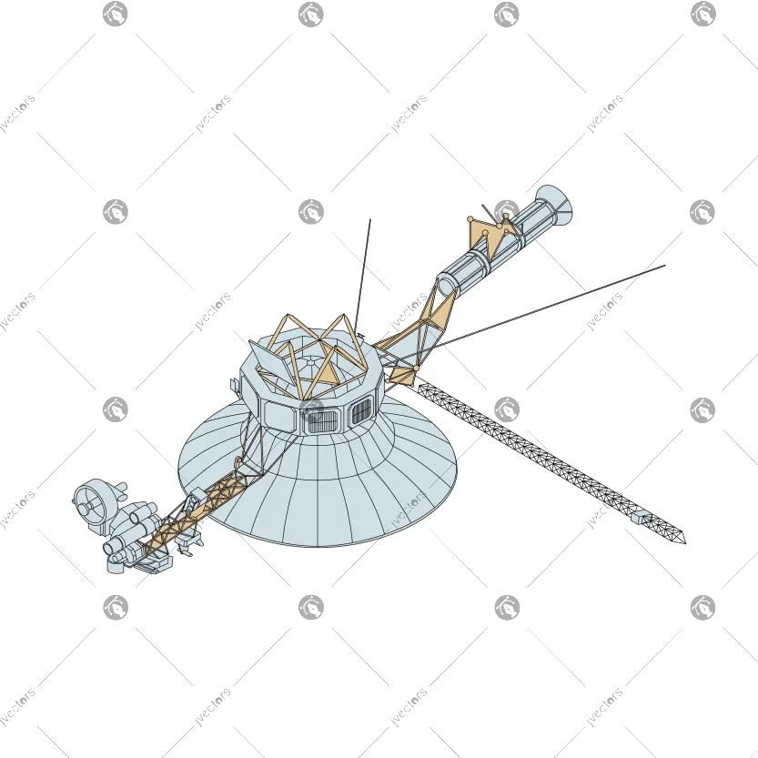 Technical Drawing Lines of Voyager Space Probe in Space