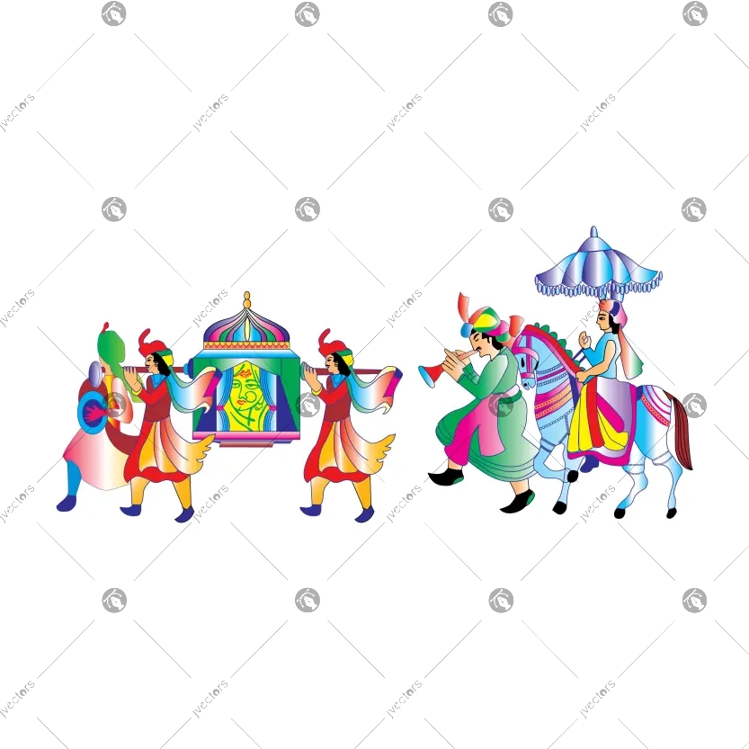 Indian Hindu Wedding Invitation Card All Elements Vector Graphic