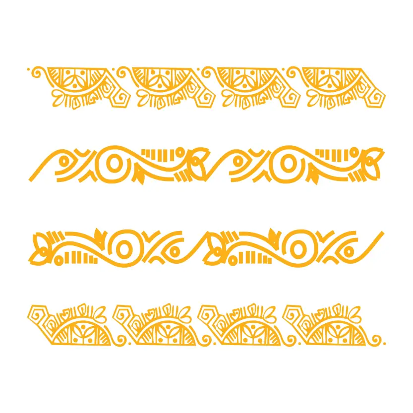 Editable Color Golden Floral Border Embroidery Design