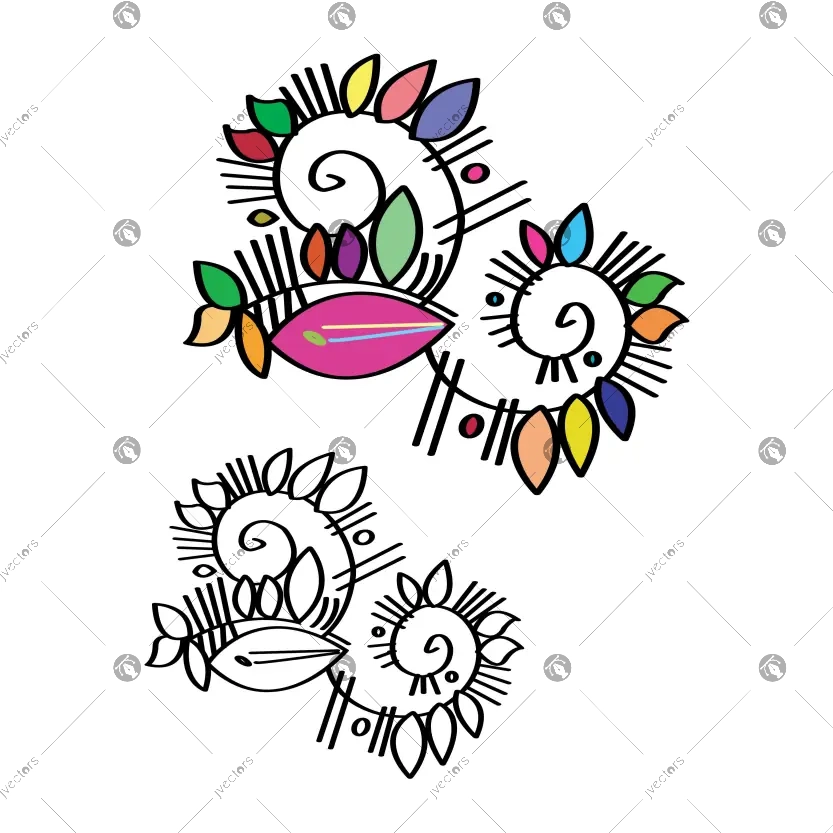 Traditional Alpona Ornaments Vector Illustration