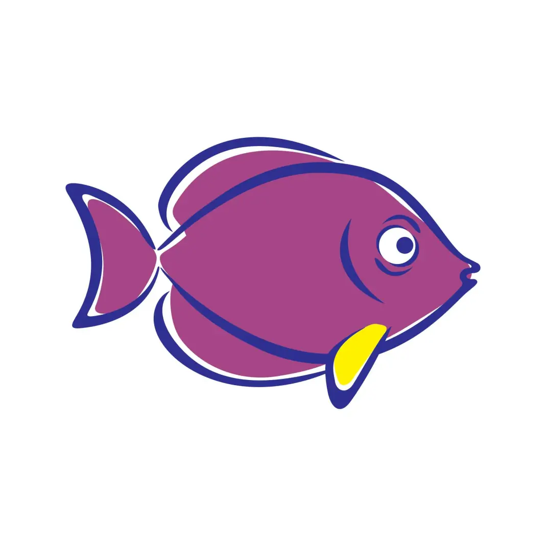 Cartoon Tropical Purple Fish Icon Vector Illustration